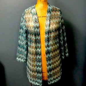 Chico’s XL Blue Chevron Stitch Jacket Sweater